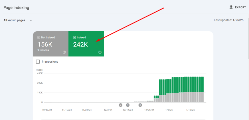Screenshot of spam pages in Google