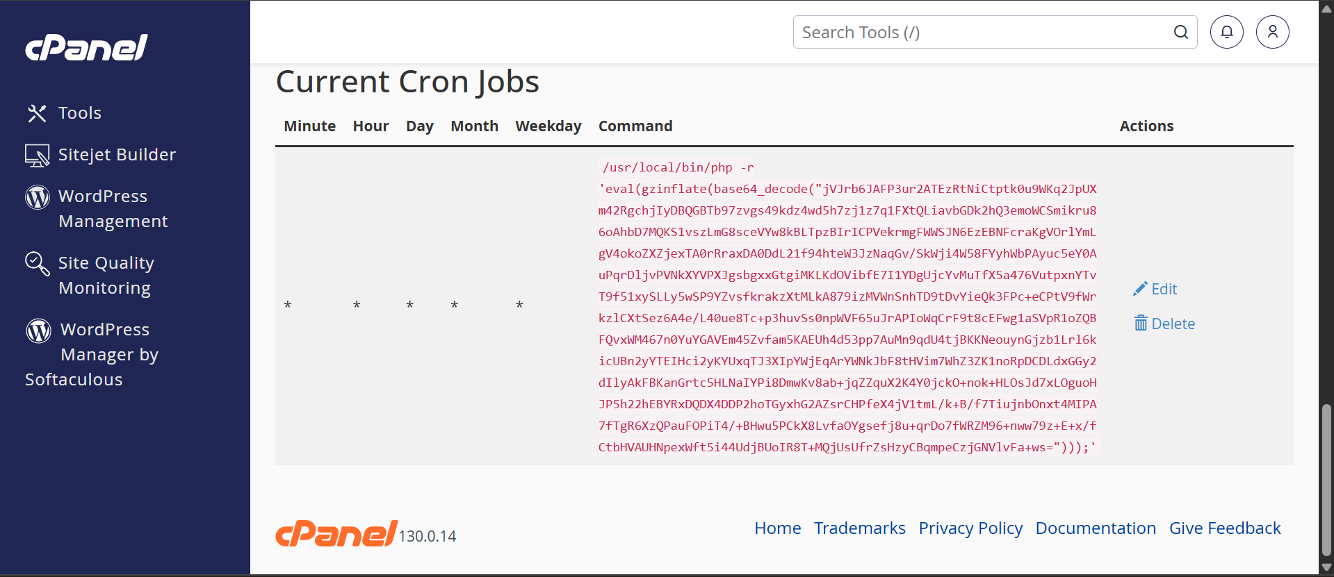 Suspicious hosting cron job repeatedly executing WordPress malware