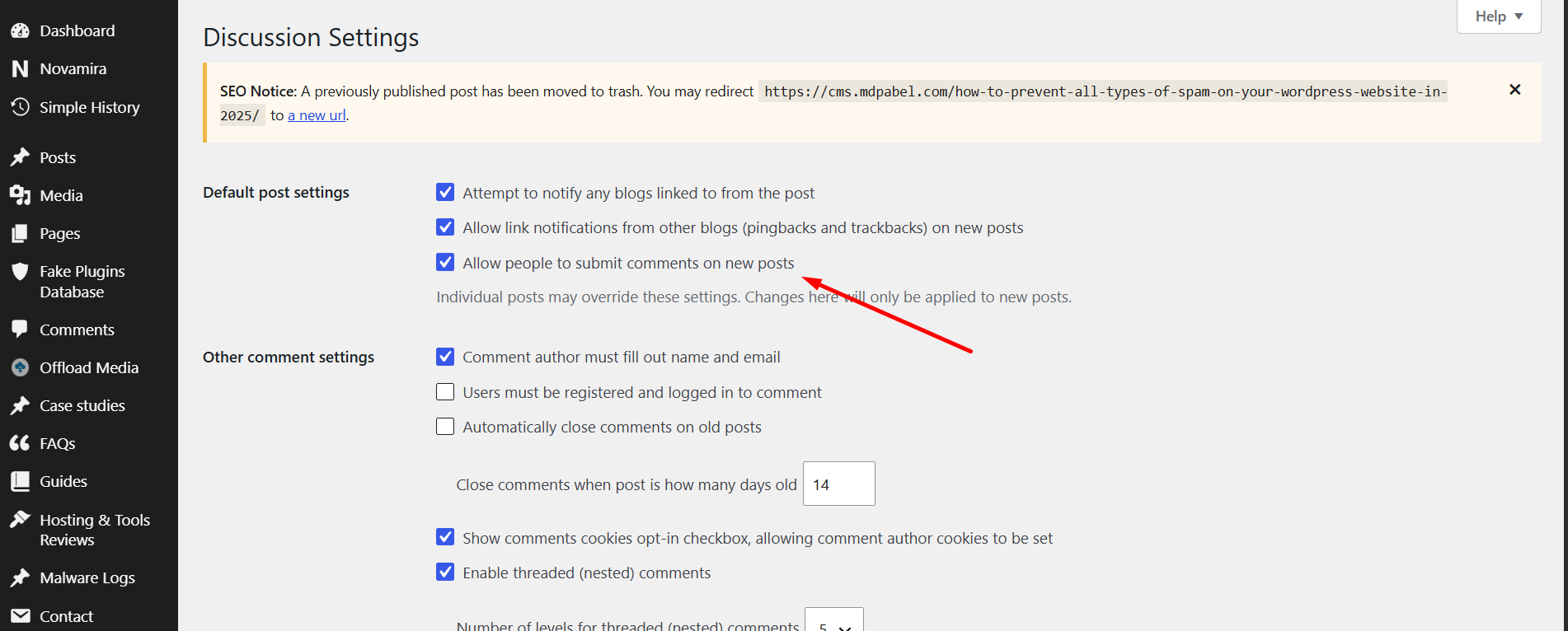Disable comments when they are unnecessary